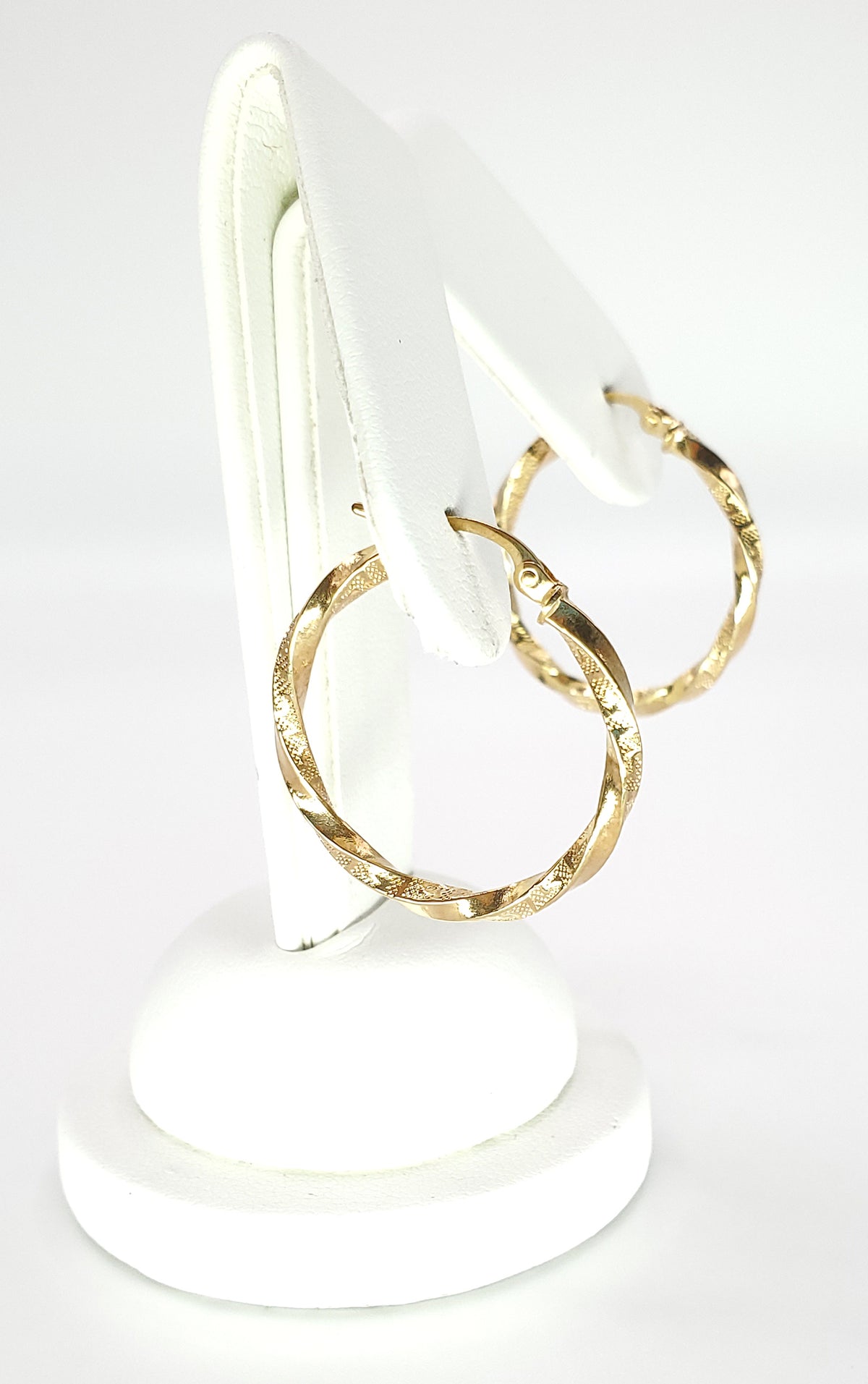 18K Yellow Gold Twisted 25mm Dia. Hoop Earrings