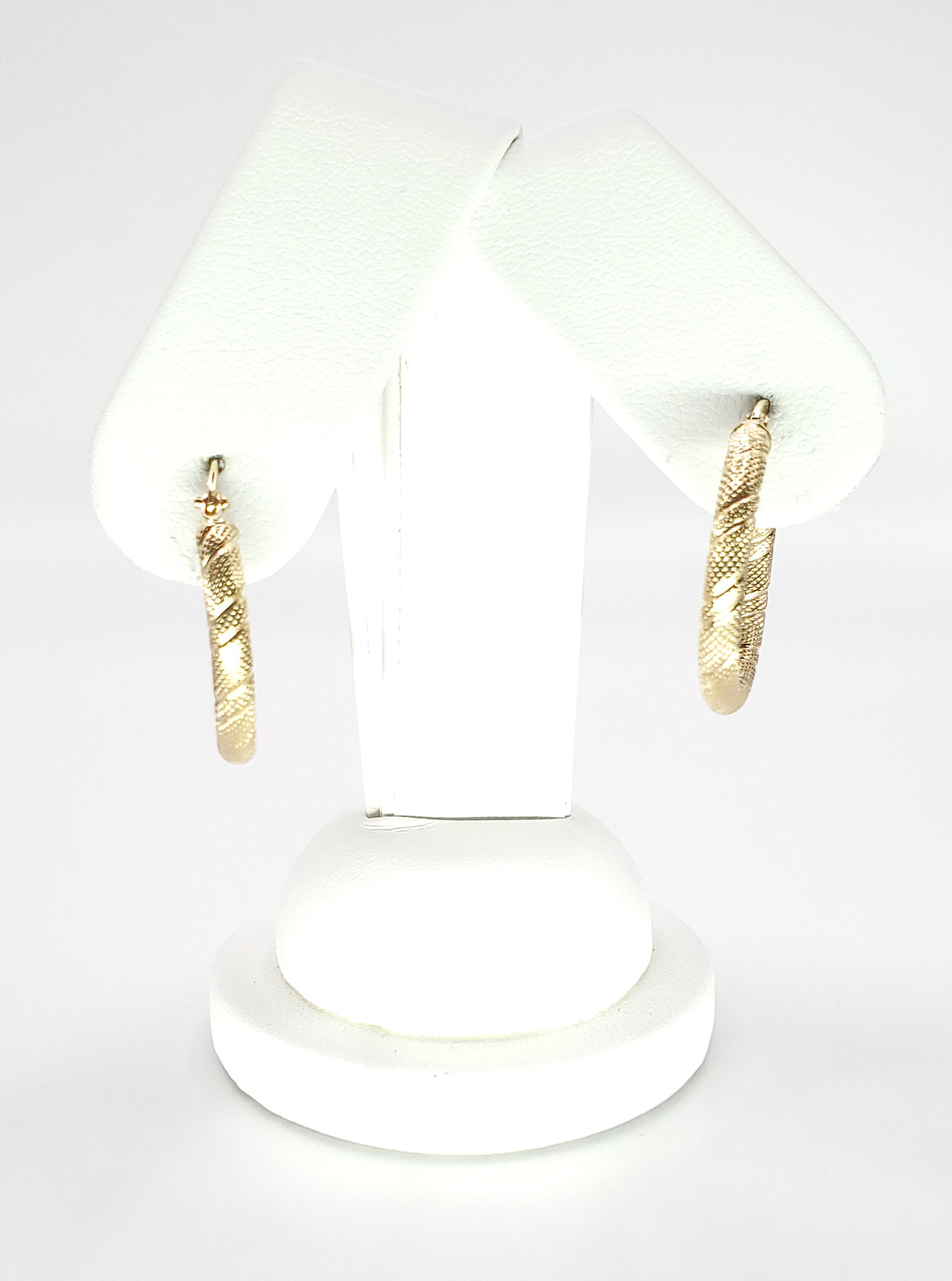 18K Yellow Gold 22mm Dia. Textured Hoop Earrings