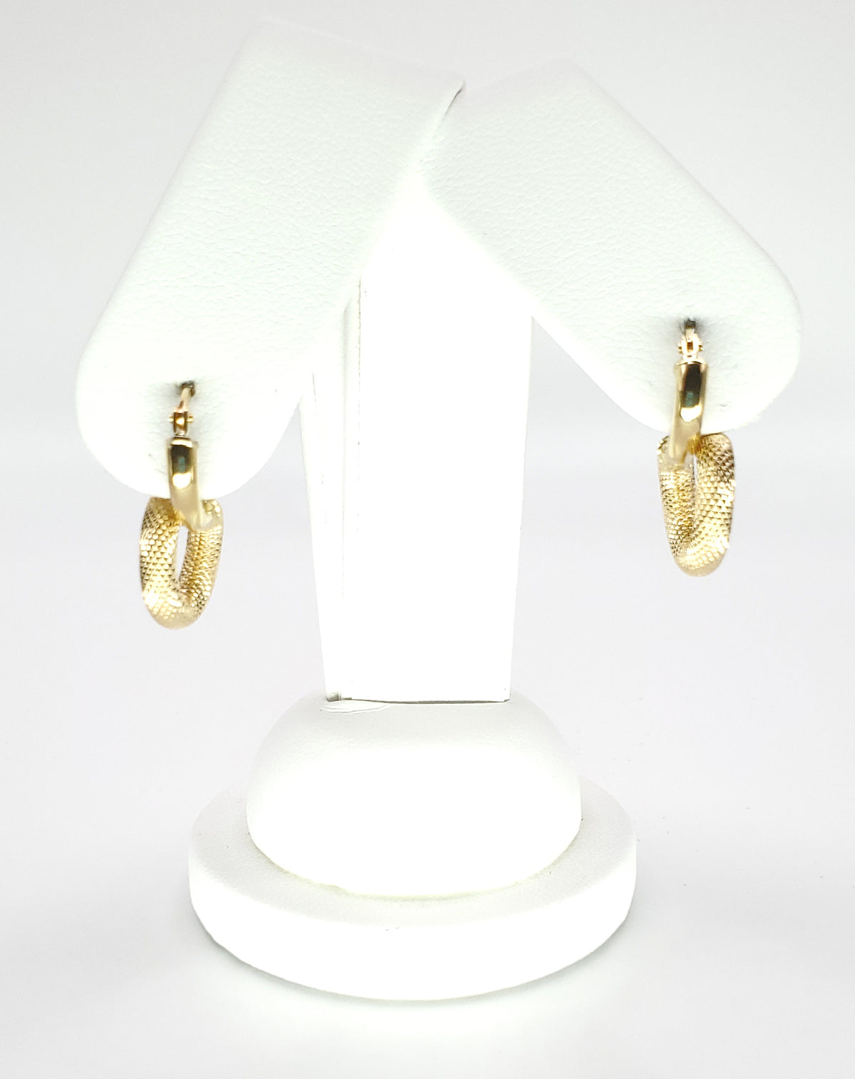 18K Yellow Gold Texture Infinity Earrings