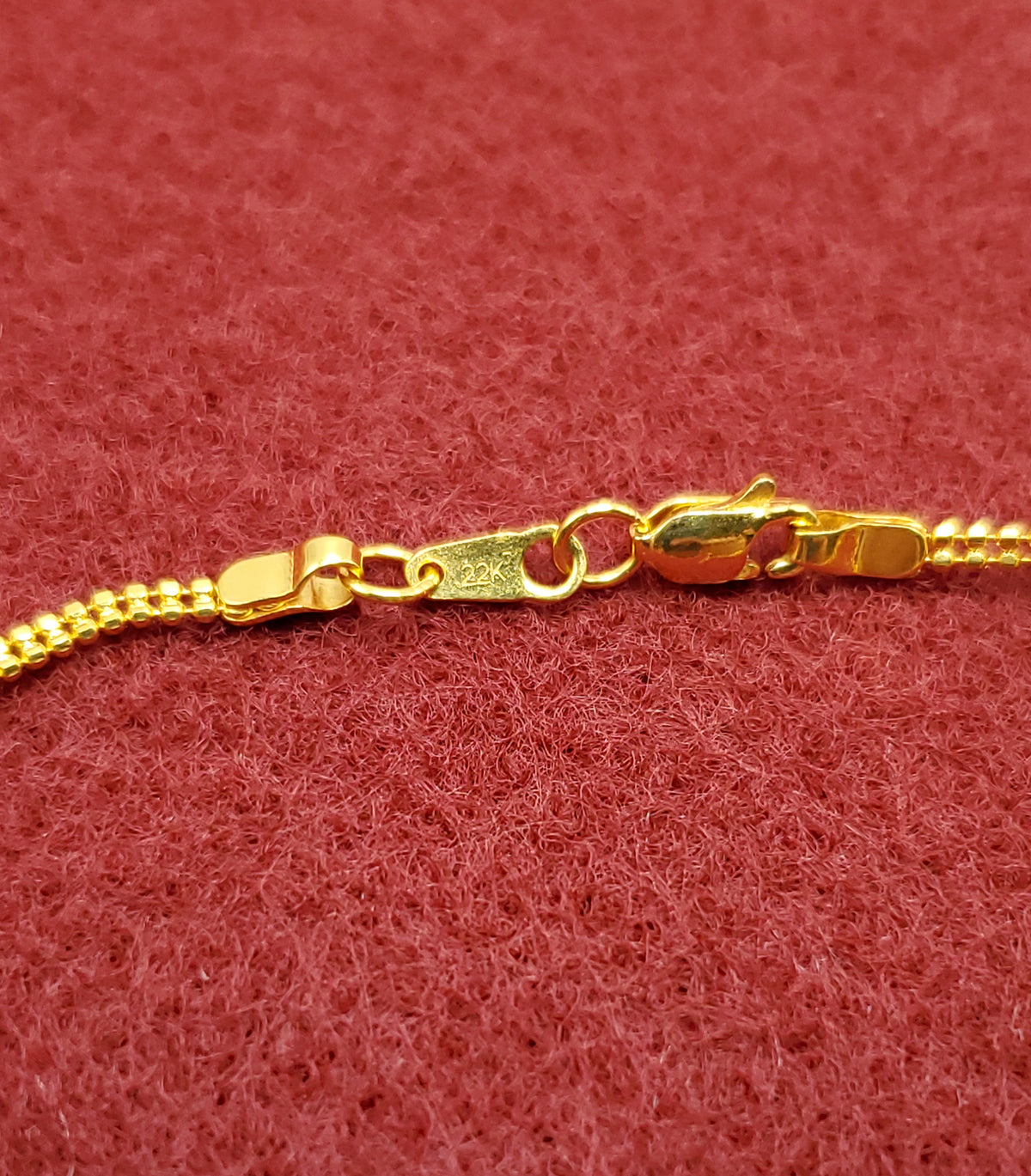 22K Yellow Gold 7.75&quot; Double Bead Chain Bracelet