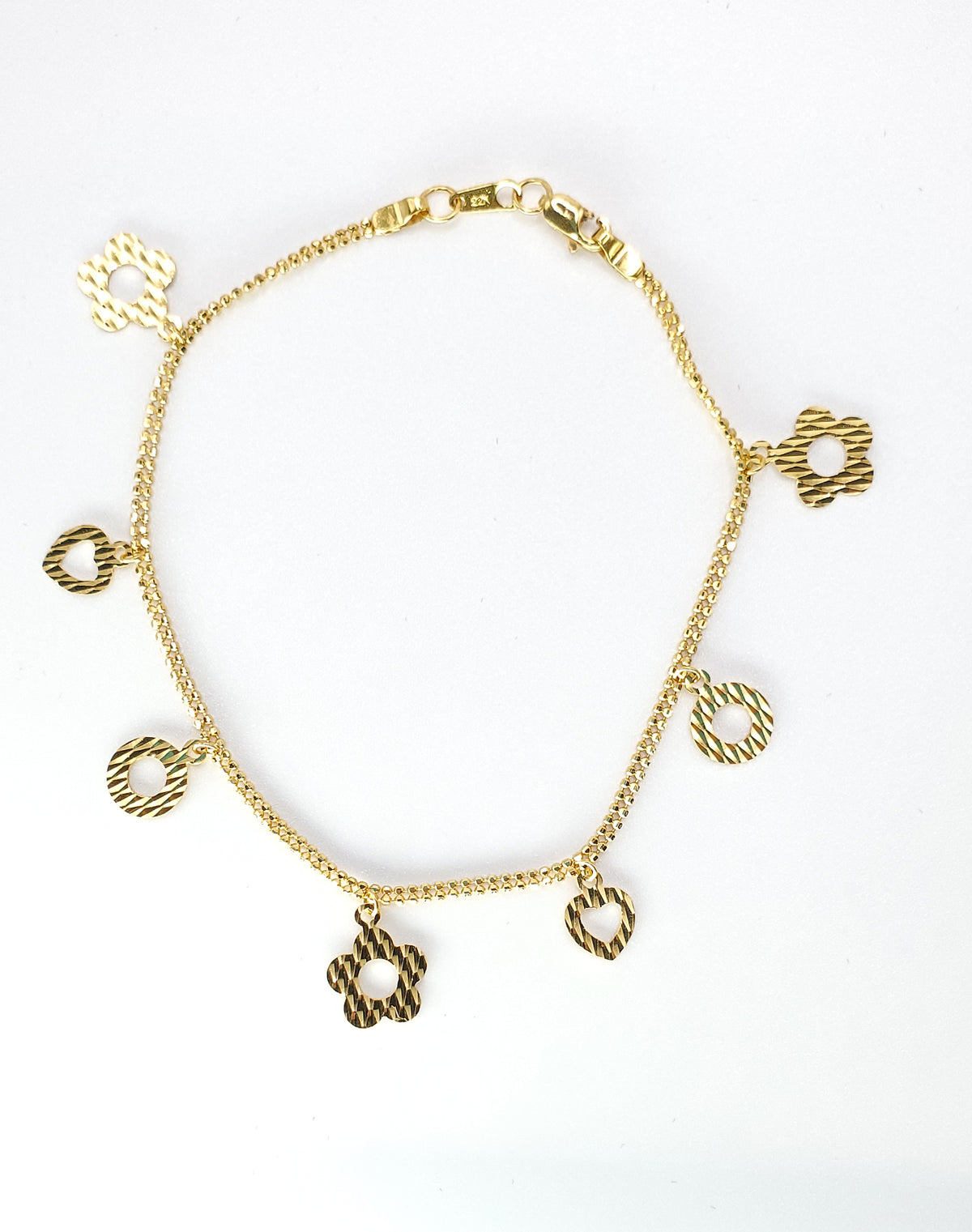 22K Yellow Gold 7.75&quot; Double Bead Chain Bracelet