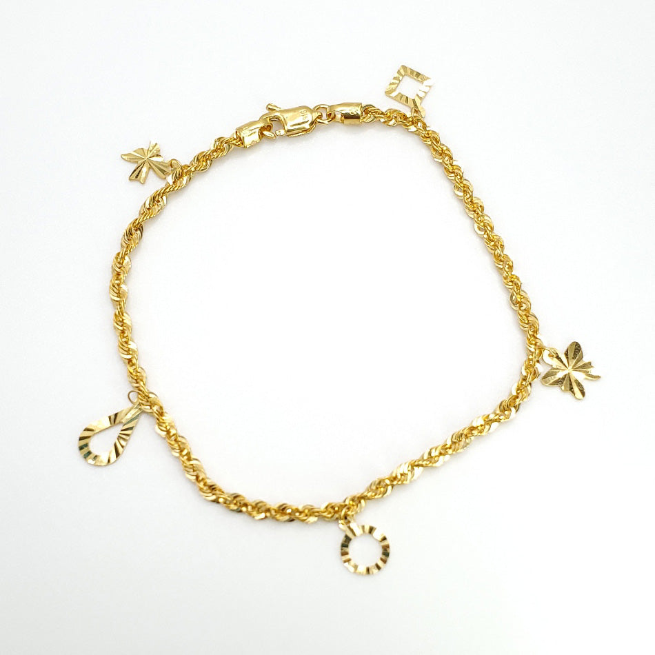 22K Yellow Gold 7.5&quot; Rope Chain Bracelet